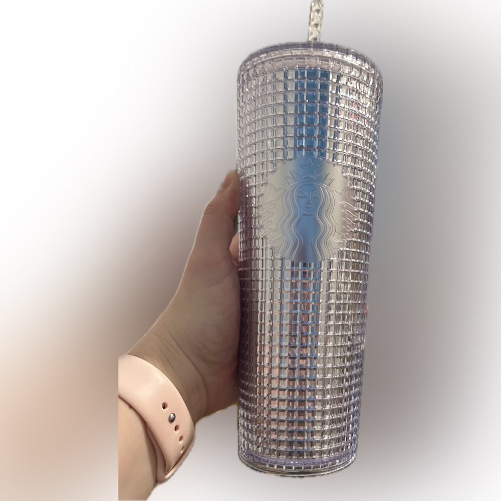 Starbucks- Clear/ Silver Grid Cup